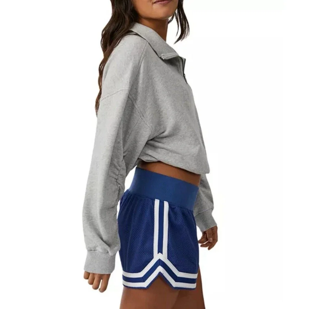 Free People Movement Valley Girl Quarter Zip Sweatshirt Size L Gray